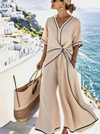 Robe Longue D'été Imprimée Rayures Décontractée Plage Vacances Manches Courtes Vêtements Femme