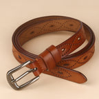Vintage Hollow Belt Leather Cowhide Copper Pin Buckle