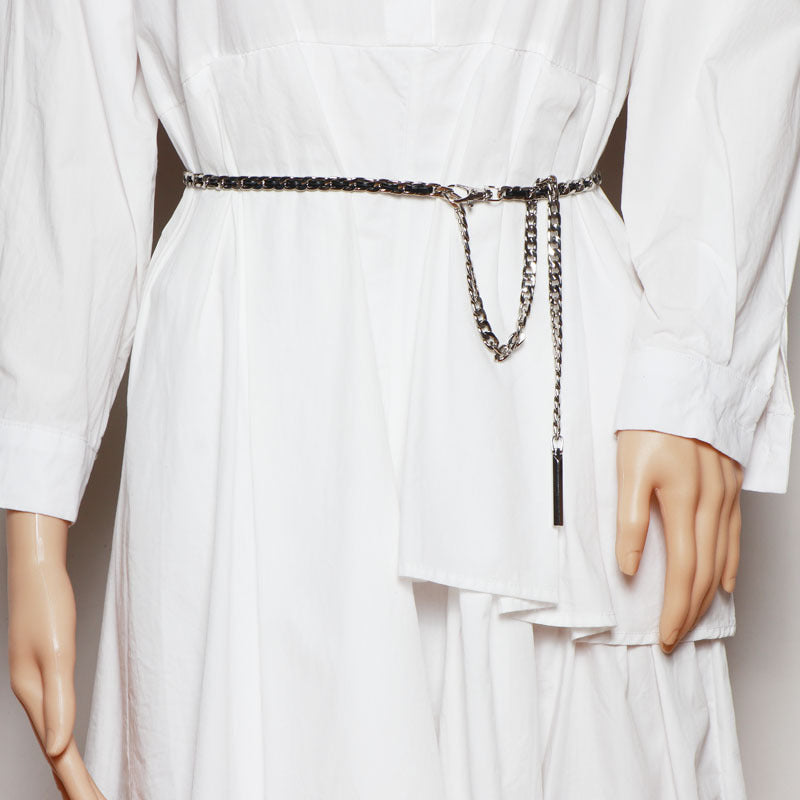 Jupe décorative de style coréen avec ceinture en métal doré