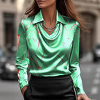 Chemise de tempérament femme à col simple et balancier imprimé