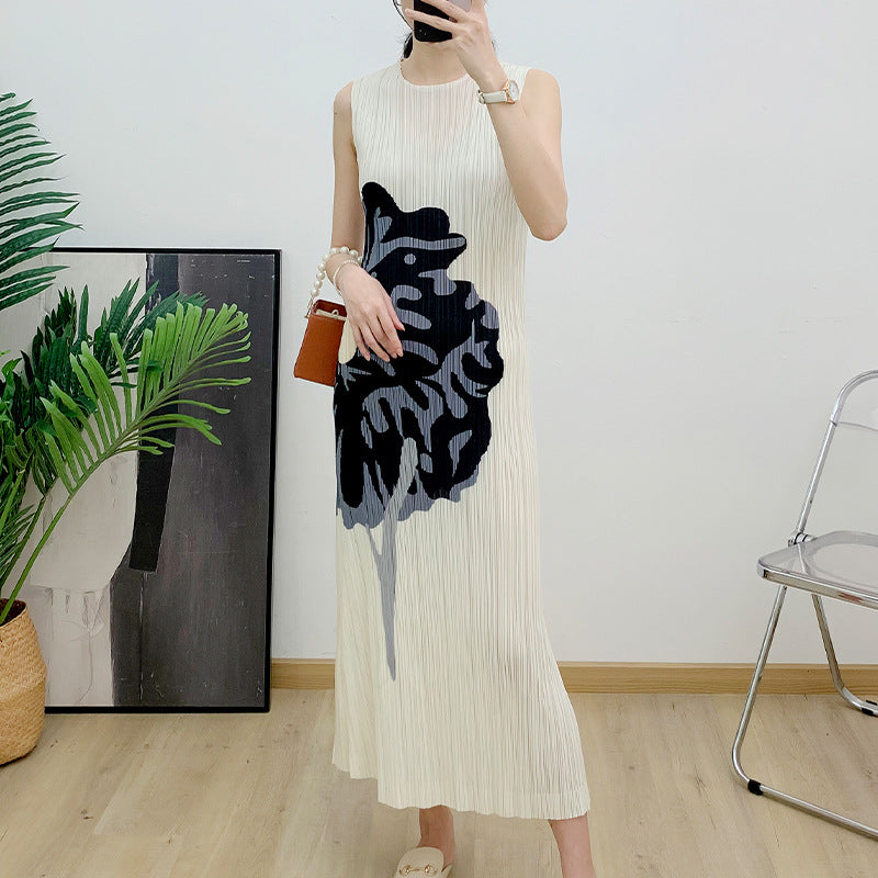 Robe Gilet sans Manches Imprimée Ample d'Été