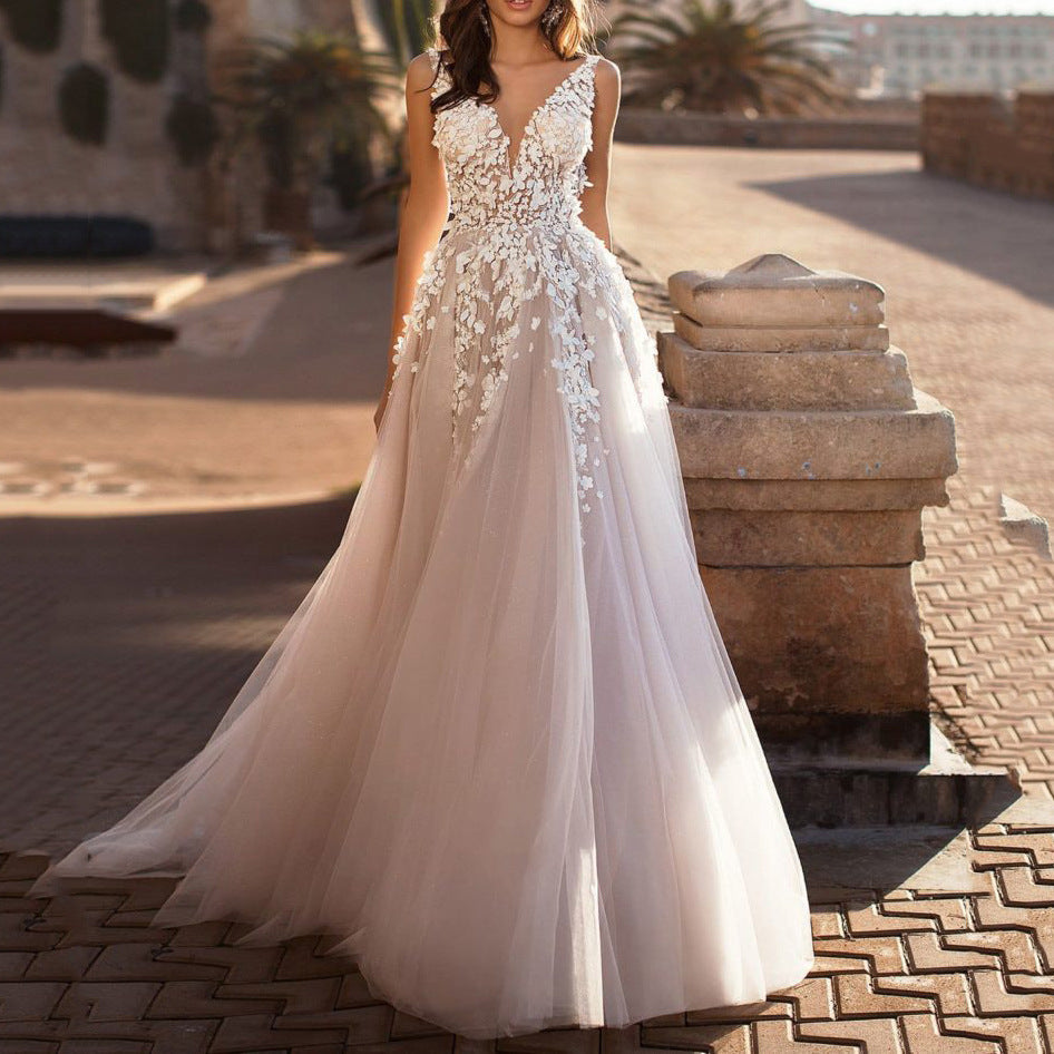 Robe de mariée en dentelle pour femmes européennes et américaines