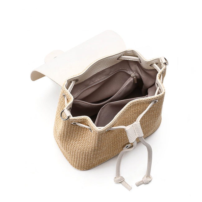 Sac à dos de voyage décontracté pour femmes, mini sac en paille tressée Main Image