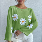 Pull en maille ample Sweet Flowers pour femmes