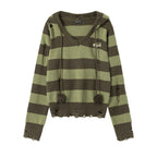 Pull à capuche d'automne femme fin à rayures contrastées