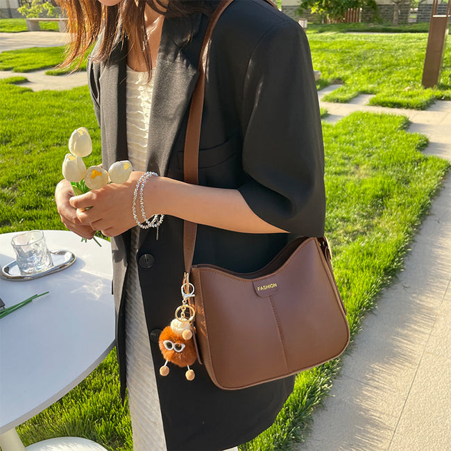 Sac à Bandoulière Décontracté pour Femme Mode Grande Capacité Sacs Bandoulière Femme Couleur Unie Style Coréen Sac Seau Simple Main Image