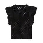 Gilet pull en tricot décoratif superposé évidé pour femmes