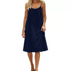 Robe moulante d'été sans manches de couleur unie avec bretelles fines et dos nu pour femme - Tenue décontractée de soirée pour le quotidien et les vacances