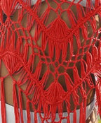 Robe de plage chemisier, bikini à pompons tricoté