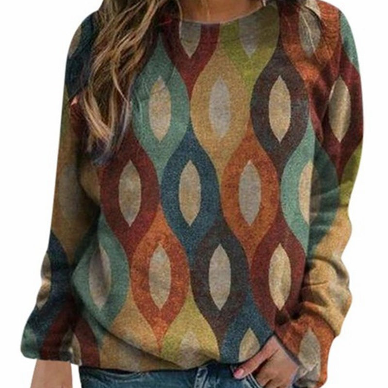 New Ladies Pattern Pattern Printing Sweater Urban Casual Sweater Women