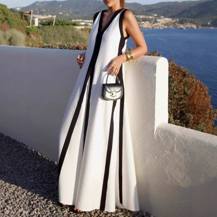 Nouvelle robe décontractée pour femme à couleurs contrastantes
