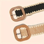 Ceinture en herbe PP élastique à boucle en bois de style européen et américain