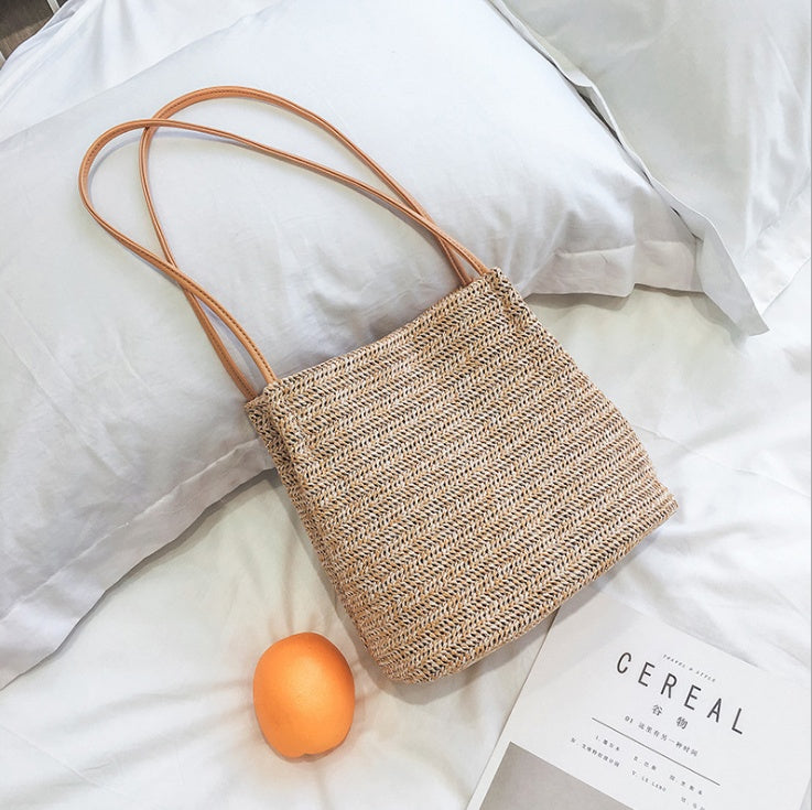 Sac de paille tressé à la mode pour femmes, sac à bandoulière fourre-tout fait à la main, sac à main tricoté pour dames, sac de plage féminin, sacs bolsos mujer