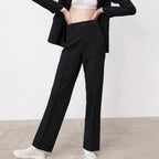 Pantalon décontracté taille haute droit amincissant pour femme