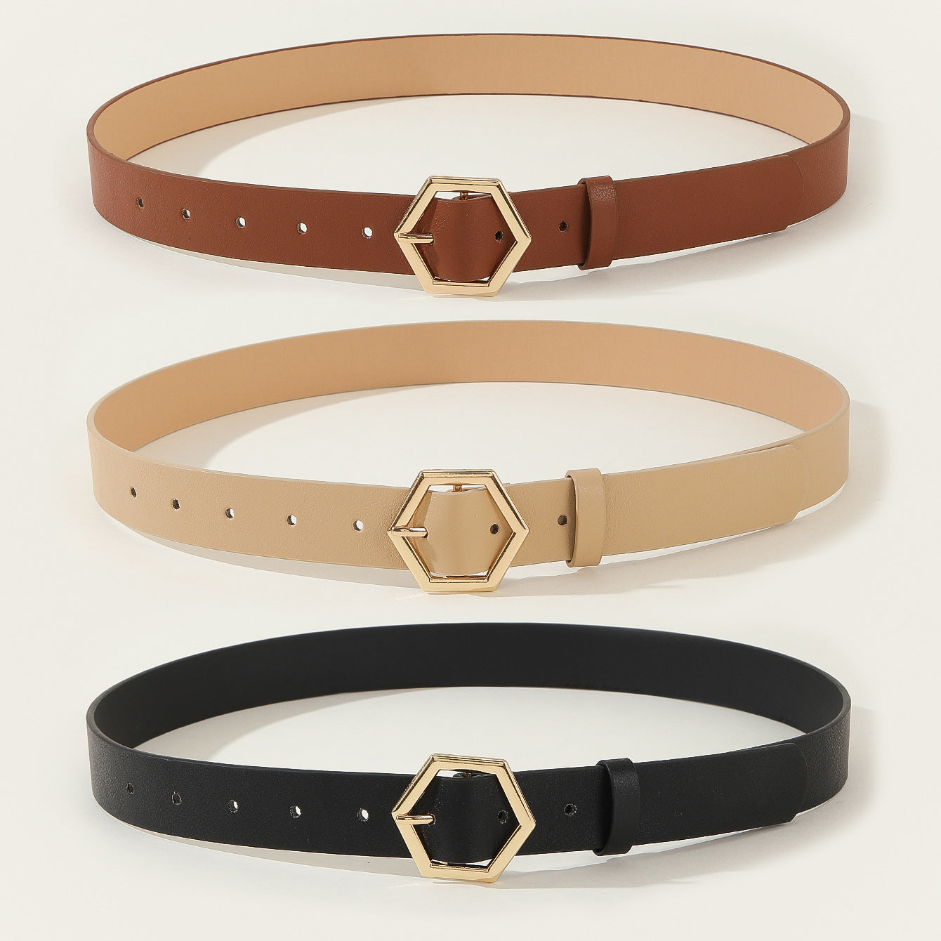 Ceinture décontractée polyvalente en forme d'étoile hexagonale pour femmes