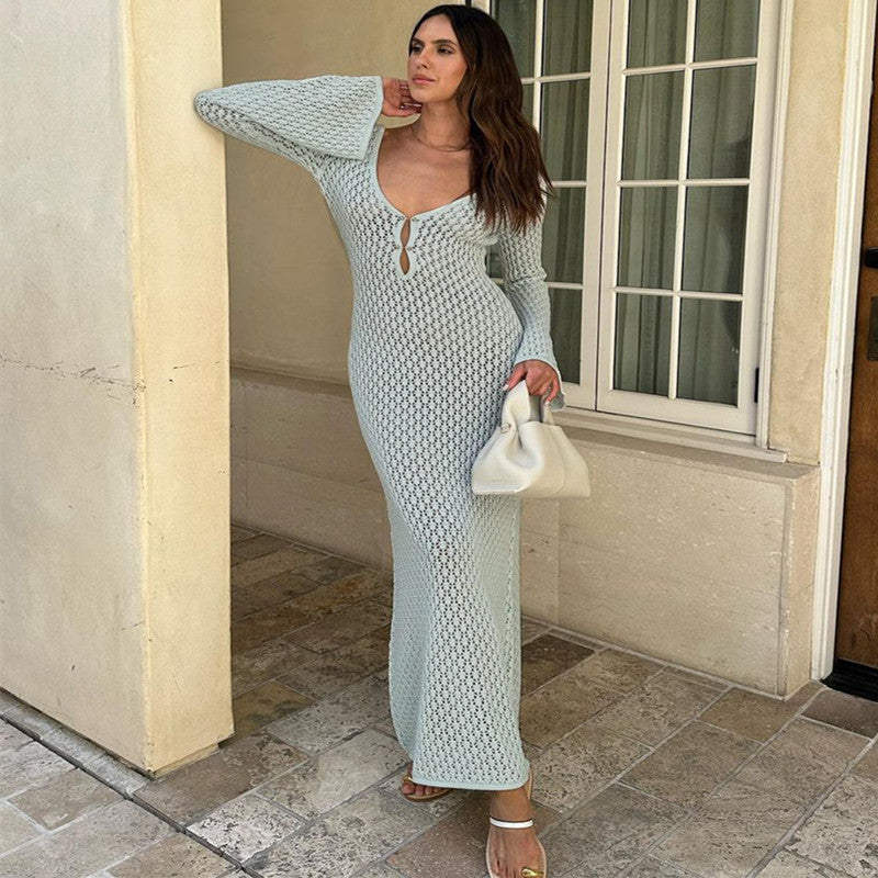 Nouvelle Robe de Plage Femme Couleur Unie