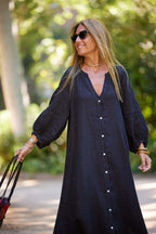 Robe Chemise Décontractée en Coton et Lin pour Femme