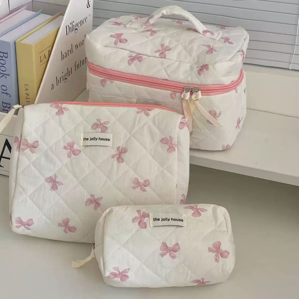 Trousse de maquillage grande capacité à nœud papillon