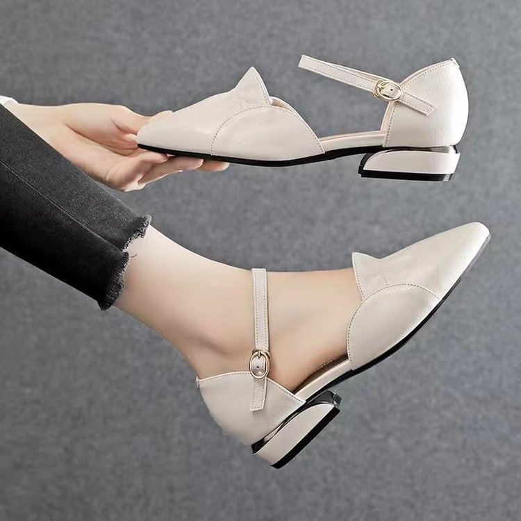 Sandales à talons épais pour femme, à boucle, grande taille