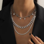 Multilayer Star Choker Necklaces for Women Punk Geometric Snake Chain