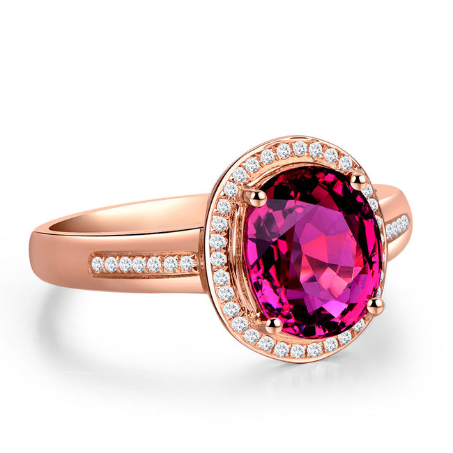 Bagues en or serties de diamants, de rubis et de cristaux rouges Main Image