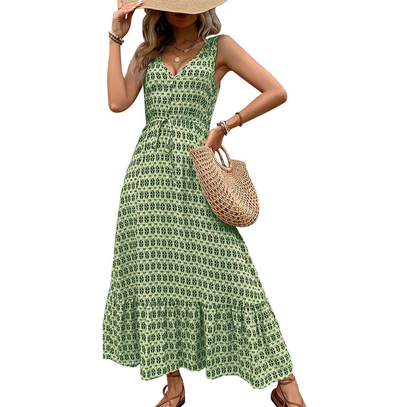 Robe sans manches à imprimés losanges pour femmes