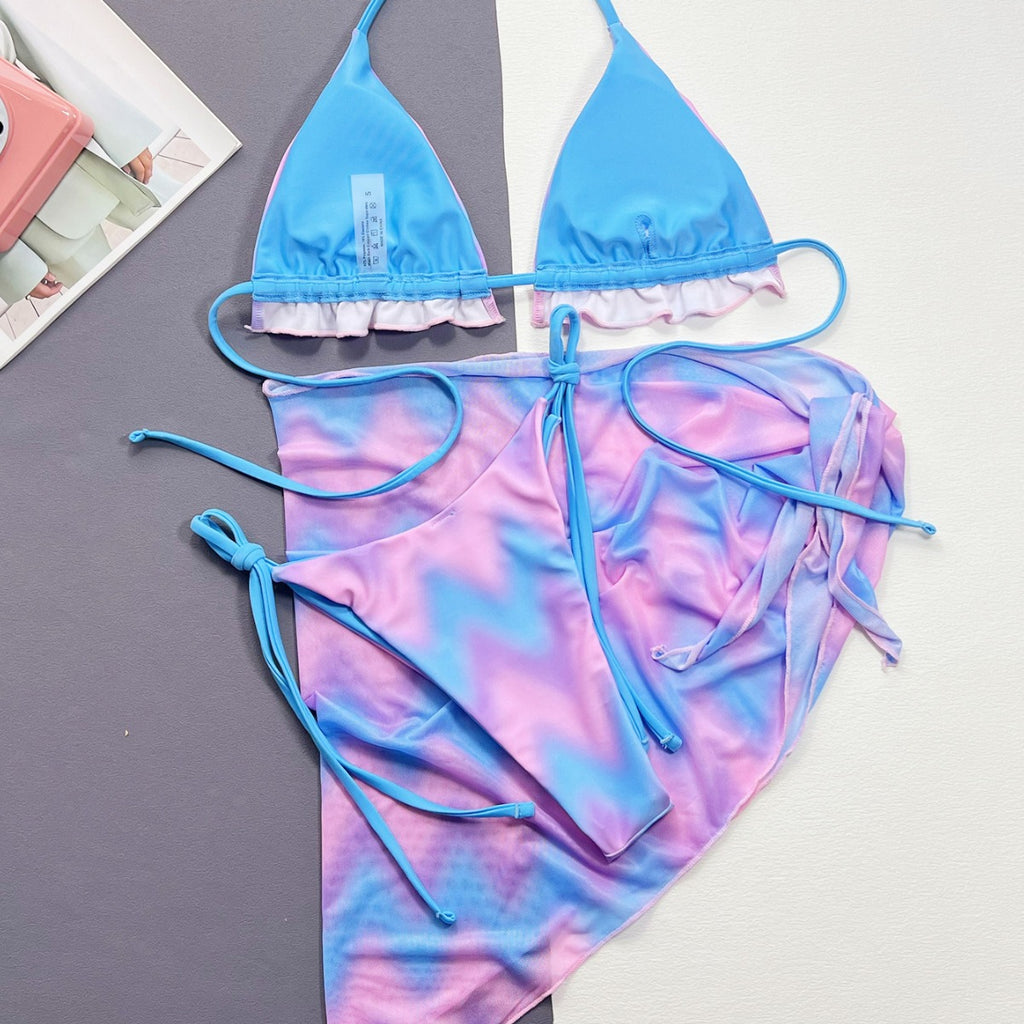 Maillot de bain bikini tie-dye fendu pour femme