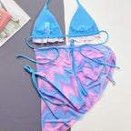 Maillot de bain bikini tie-dye fendu pour femme