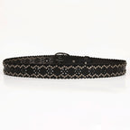 Ceinture en cuir cloutée, en peau de vache première couche, pour femme