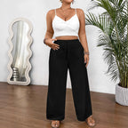 Pantalon ample à jambe large et taille coulissée pour femme