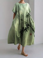 Robe Mode Courte Ample à Col Rond et Imprimé Fantaisie