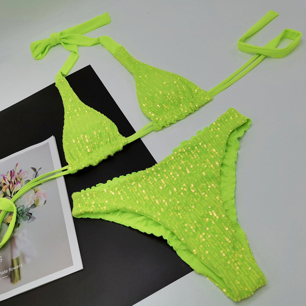 Maillot de bain bikini à sequins tendance pour la plage