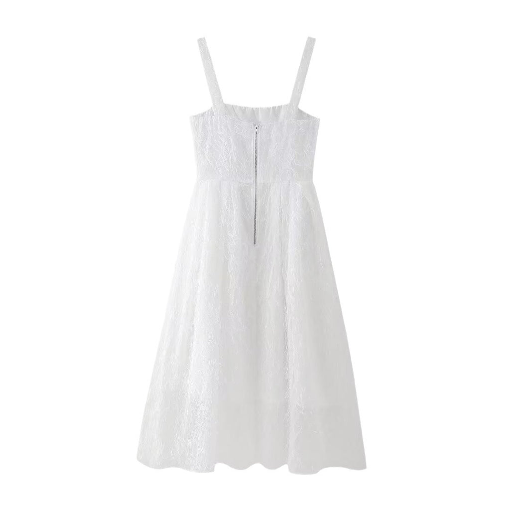 Robe sans manches à pompons pour femme