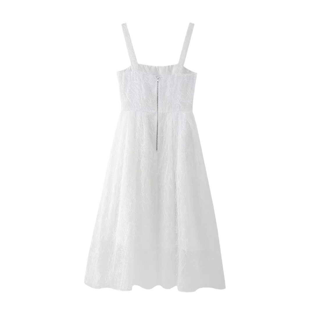 Robe sans manches à pompons pour femme