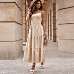 Nouvelle robe à bretelles unie pour femme