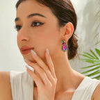 Boucles d'oreilles clous en forme de goutte, incrustées de strass multicolores étincelants, pour femme, luxueuses, élégantes, idéales pour les fêtes, bals de promo, ou comme accessoires de bijoux formels