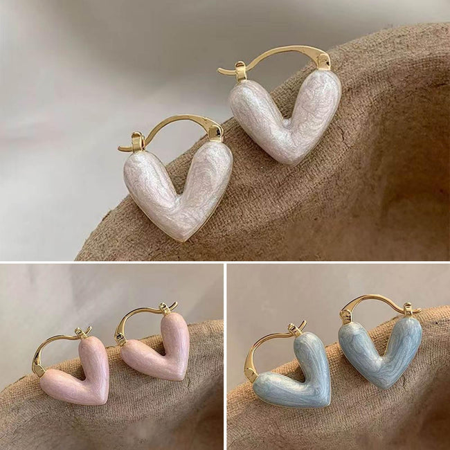 Boucles d'oreilles pendantes cœur en émail pour femme, bijoux de mode, accessoires de vacances, bijoux de luxe Main Image