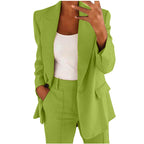 Ensemble 2 pièces décontracté blazer à revers boutonné et pantalon droit pour le bureau, les trajets quotidiens et les affaires