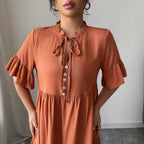 Robe Femme Unie Simple Élégante à Lacets