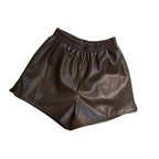 Short en similicuir taille haute pour femme, coupe ample, décontracté avec fente