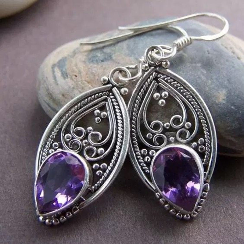 Boucles d'oreilles tendance géométriques rondes rétro en zircon pour femme
