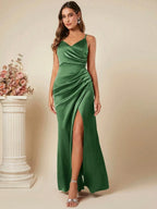 Robe nuisette en satin printemps-été pour femme