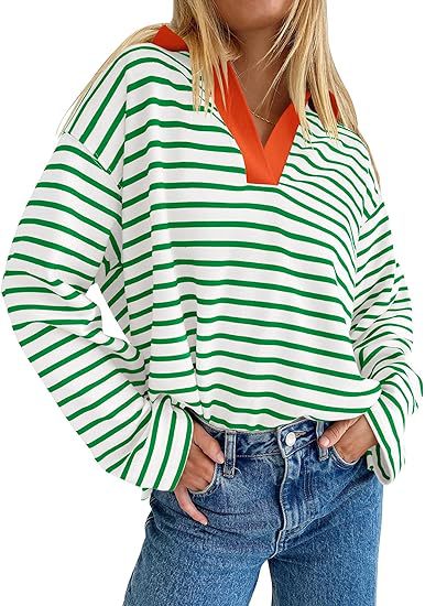 Sweat-shirt décontracté à manches longues avec broderie assortie à l'encolure