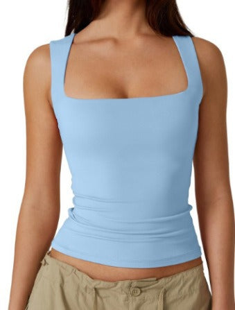 Débardeur côtelé à encolure carrée Vêtements Femme