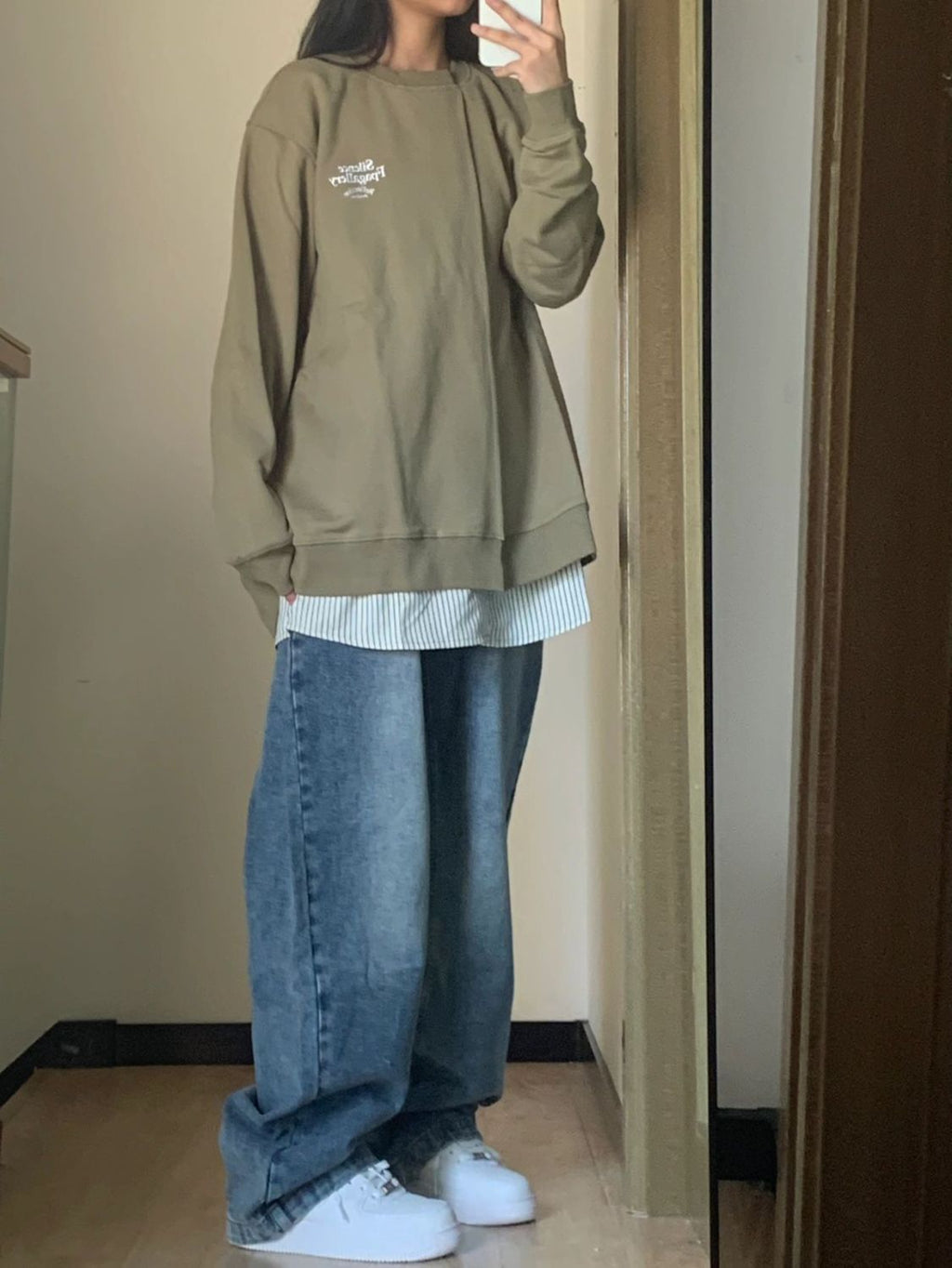 Jeans large à taille haute grande taille pour femme