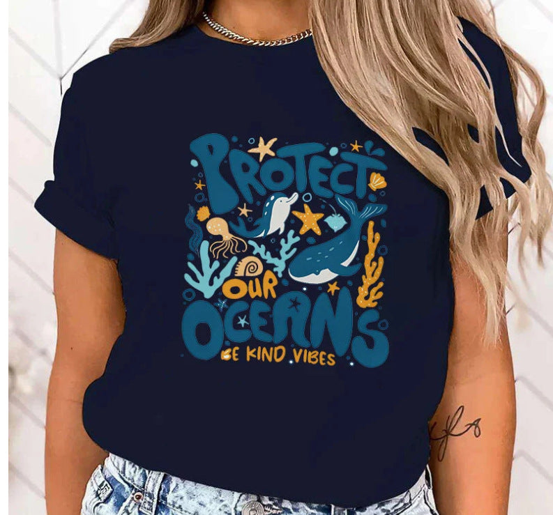 T-shirt Premium Chaud Protégez l'océan Imprimé