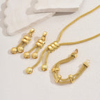 Parure de bijoux pour femme Collier long et bracelet géométrique plaqués or 18 carats