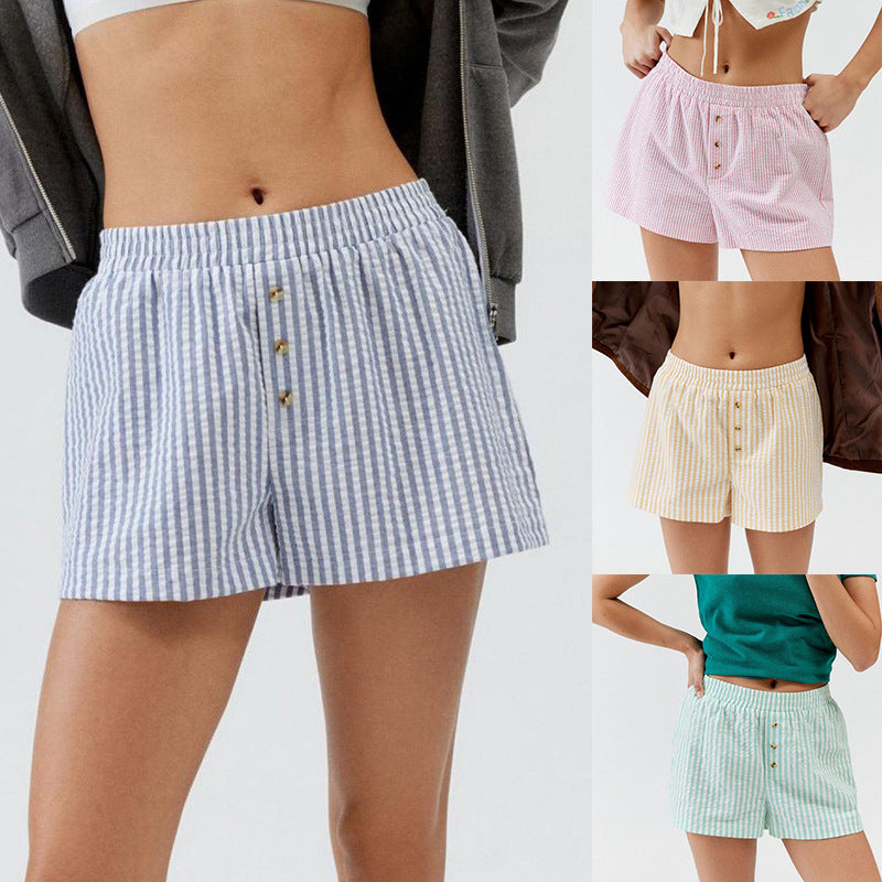 Shorts Rayés à Carreaux Décontractés pour Femmes