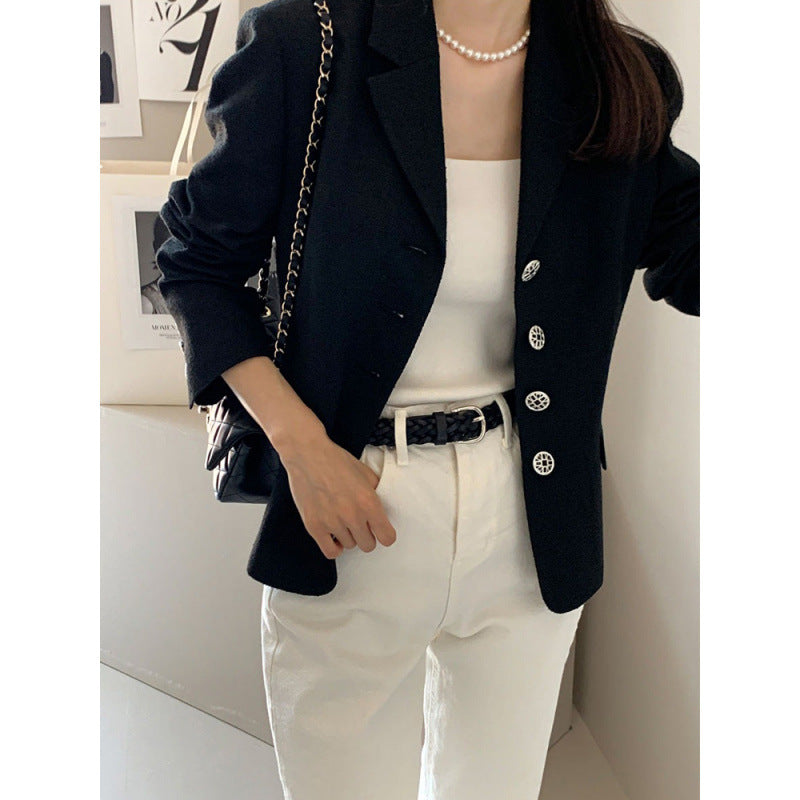 Veste en tweed cintrée, blazer à manches longues