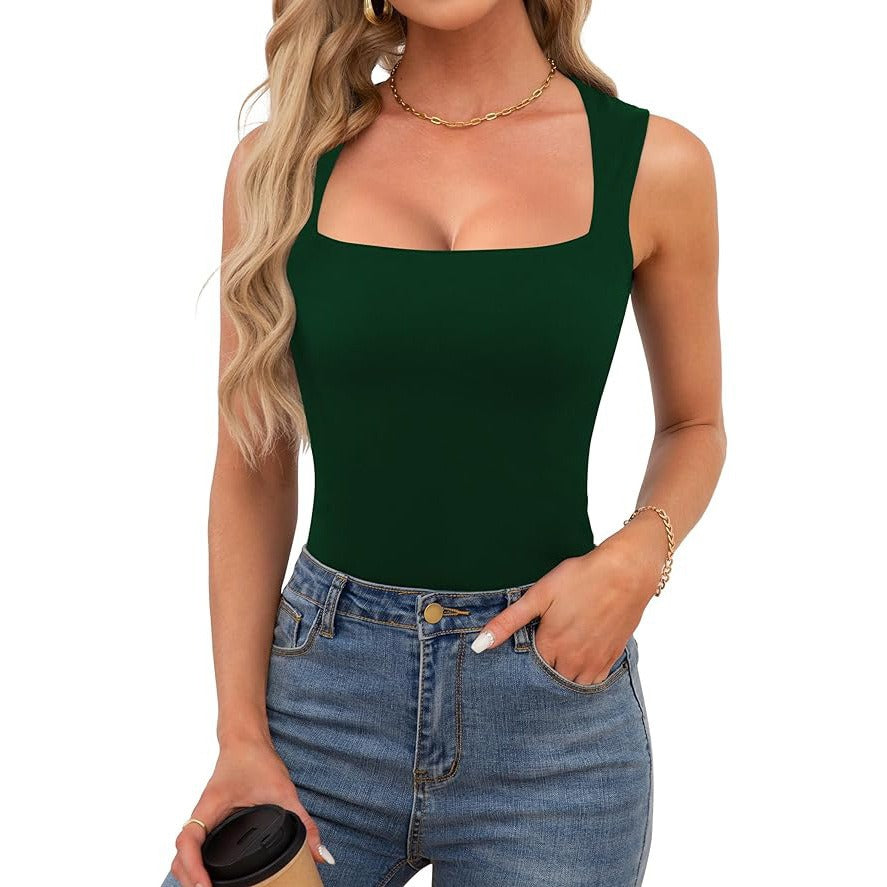 Débardeur côtelé à encolure carrée Vêtements Femme